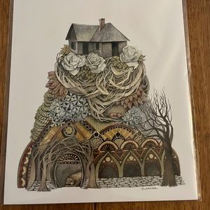 Whimsical pen & watercolor print by VT artist Jess Polanshek